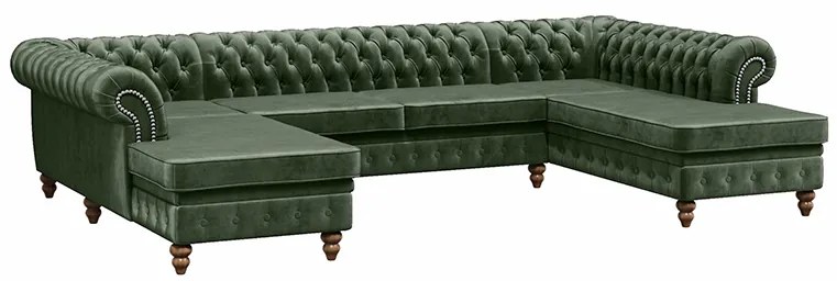 PROXIMA.store - Luxusná sedačka CHESTERFIELD LONG U FARBA NÔH: orech, DRUH LÁTKY: TORRE - 12, FARBA OZDOBNÝCH ŠPENDLÍKOV: chróm