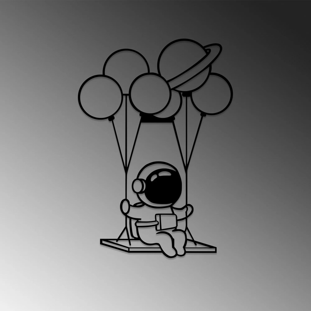 Nástenná kovová dekorácia Astronaut 1 čierna