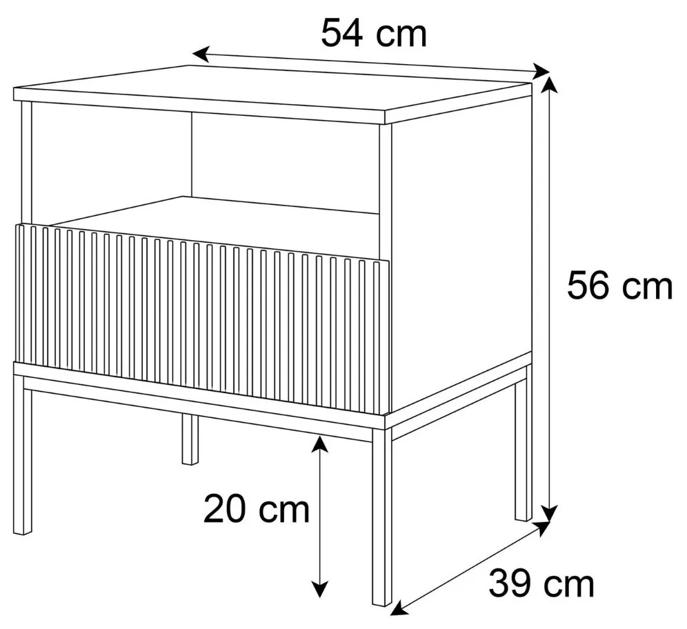 NOČNÝ STOLÍK ALESSIO DUB WOTAN / ČIERNY LED