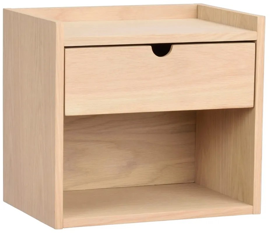 Závesný/s poličkami nočný stolík z dubového dreva v prírodnej farbe Hillmond – Rowico