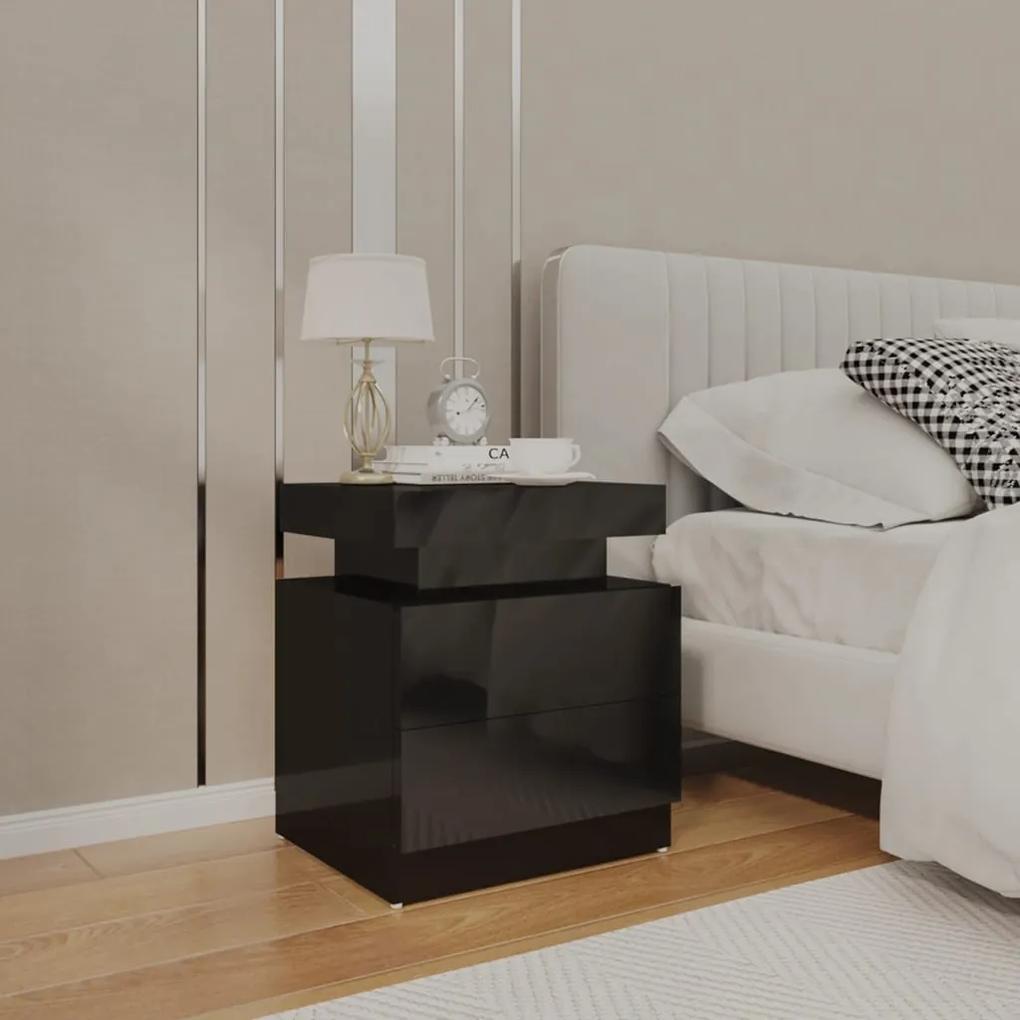 vidaXL Nočný stolík lesklý čierny 45x35x52 cm drevotrieska
