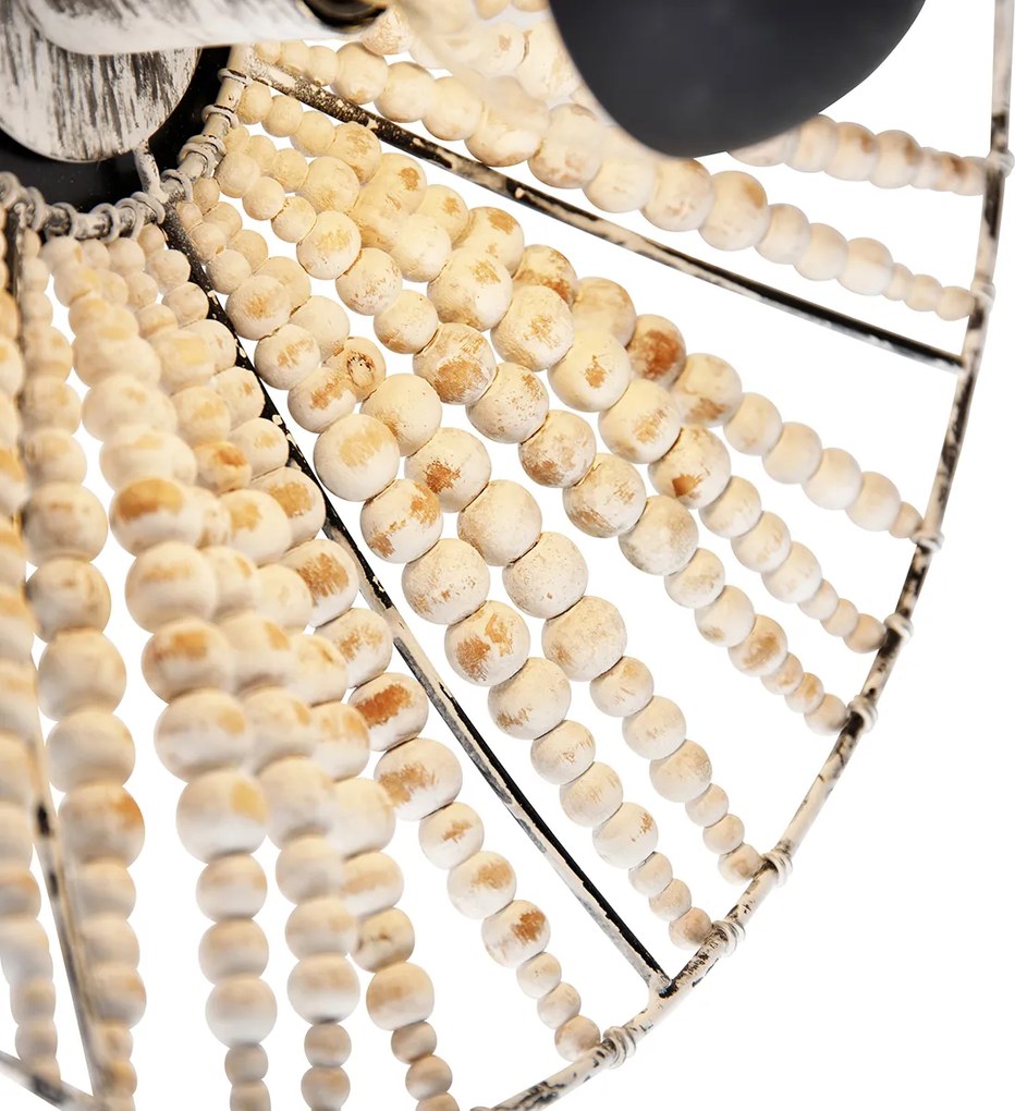 Orientálna nástenná lampa béžová s korálkami - Moti