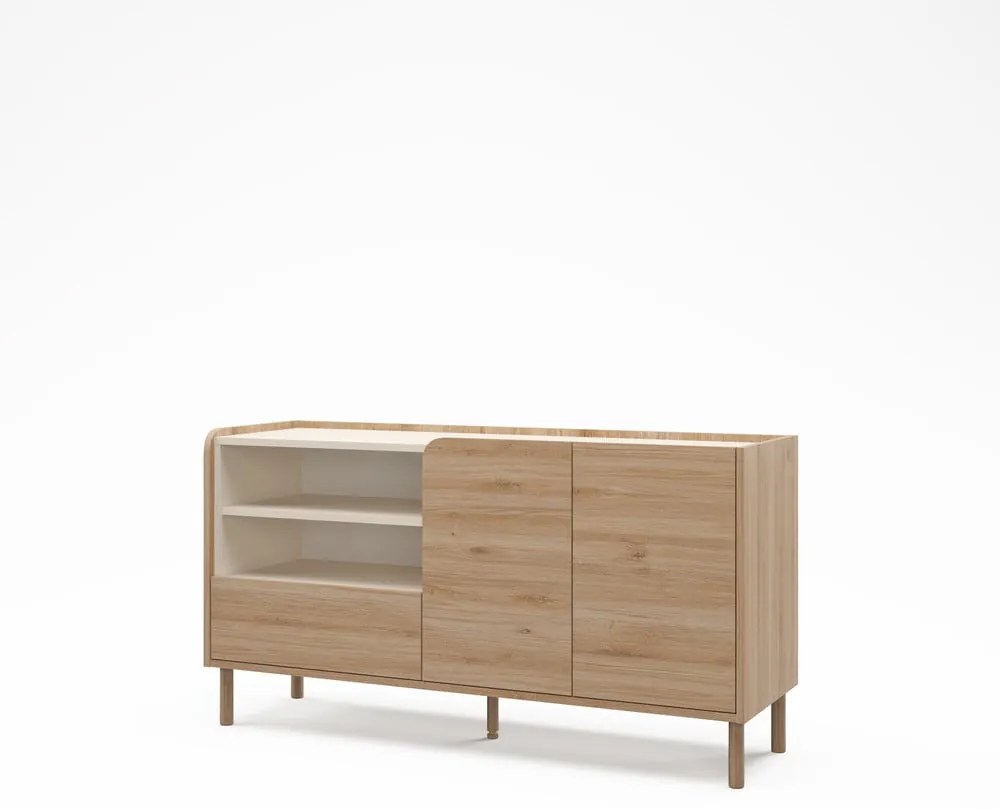 Komoda v dekore duba v prírodnej farbe 141x75,5x44 cm Monza – Marckeric