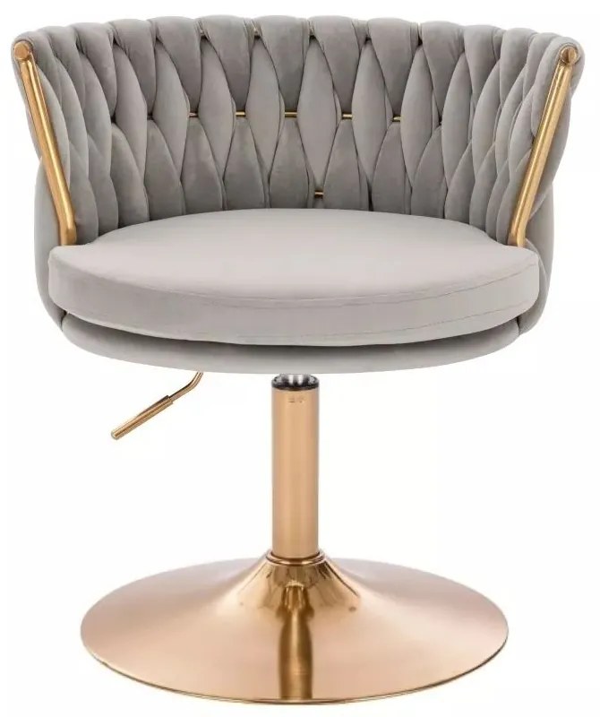 LuxuryForm DESIGN Stolička LYON VELUR na zlatom tanieri - svetlo šedá
