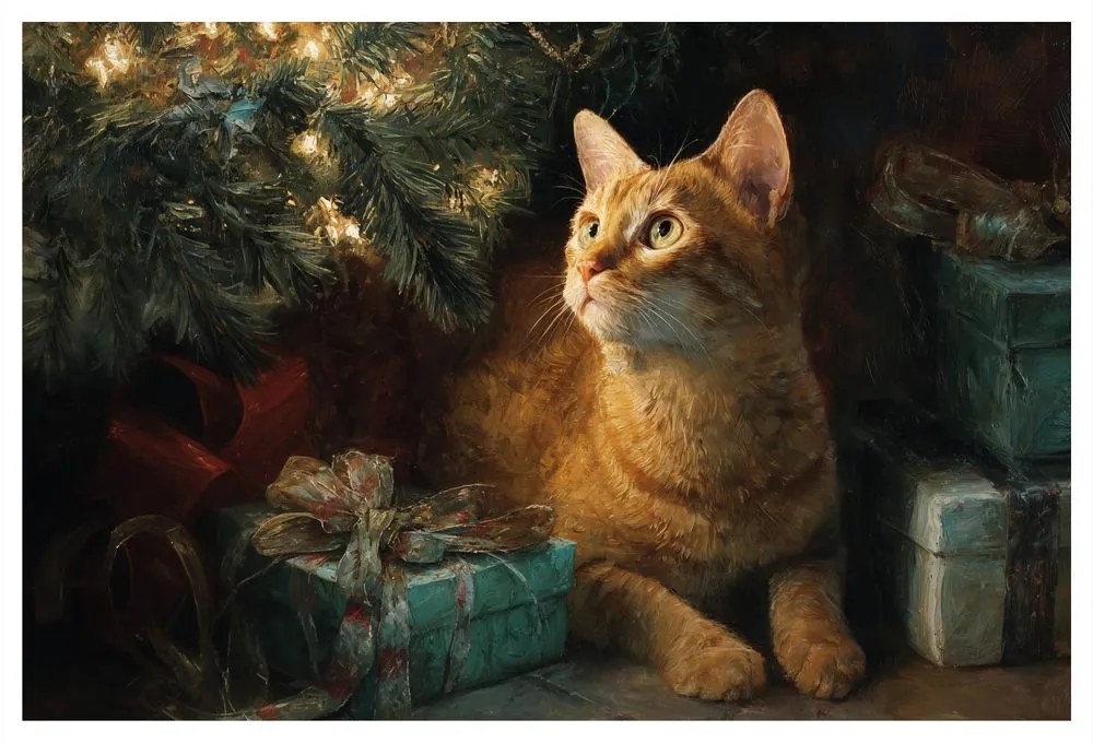 Obraz vianočné mačky si užívajú pohodu