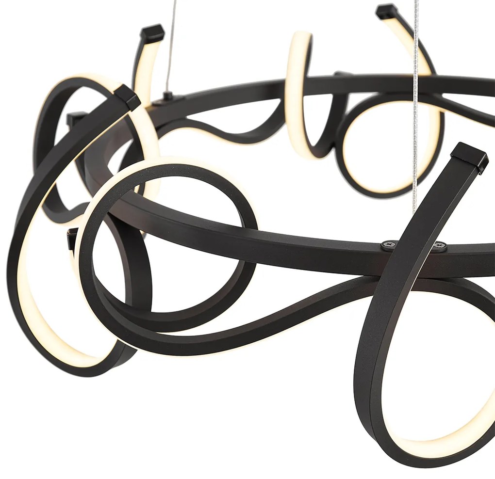 Dizajnové závesné svietidlo čierne okrúhle s 3-stupňovým stmievaním - Krisscross