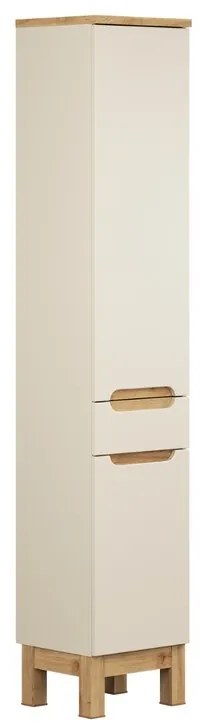 Vysoká kúpeľňová skrinka Bali 80-35-2D1S kašmírová/dub wotan