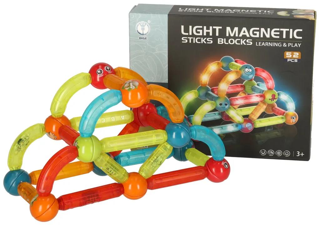 KIK KX4771 Svítící magnetické kostky pro malé děti 52 prvků AKCE
