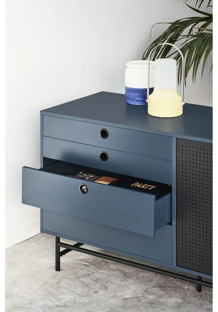 Čierno-modrá komoda Teulat Punto, šírka 212 cm