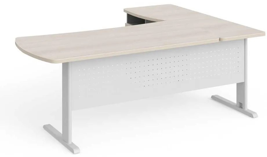 Rohové pracovné miesto Manager 200 x 160 cm, ľavé, agát svetlý / sivá