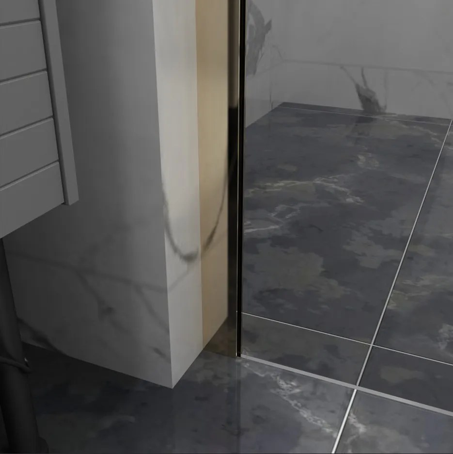 Erga Paris, sprchová zástena Walk-In 100x200 cm, 8mm šedé sklo, zlatý lesklý profil, ERG-V02-PARIS-100x200-GR-GD