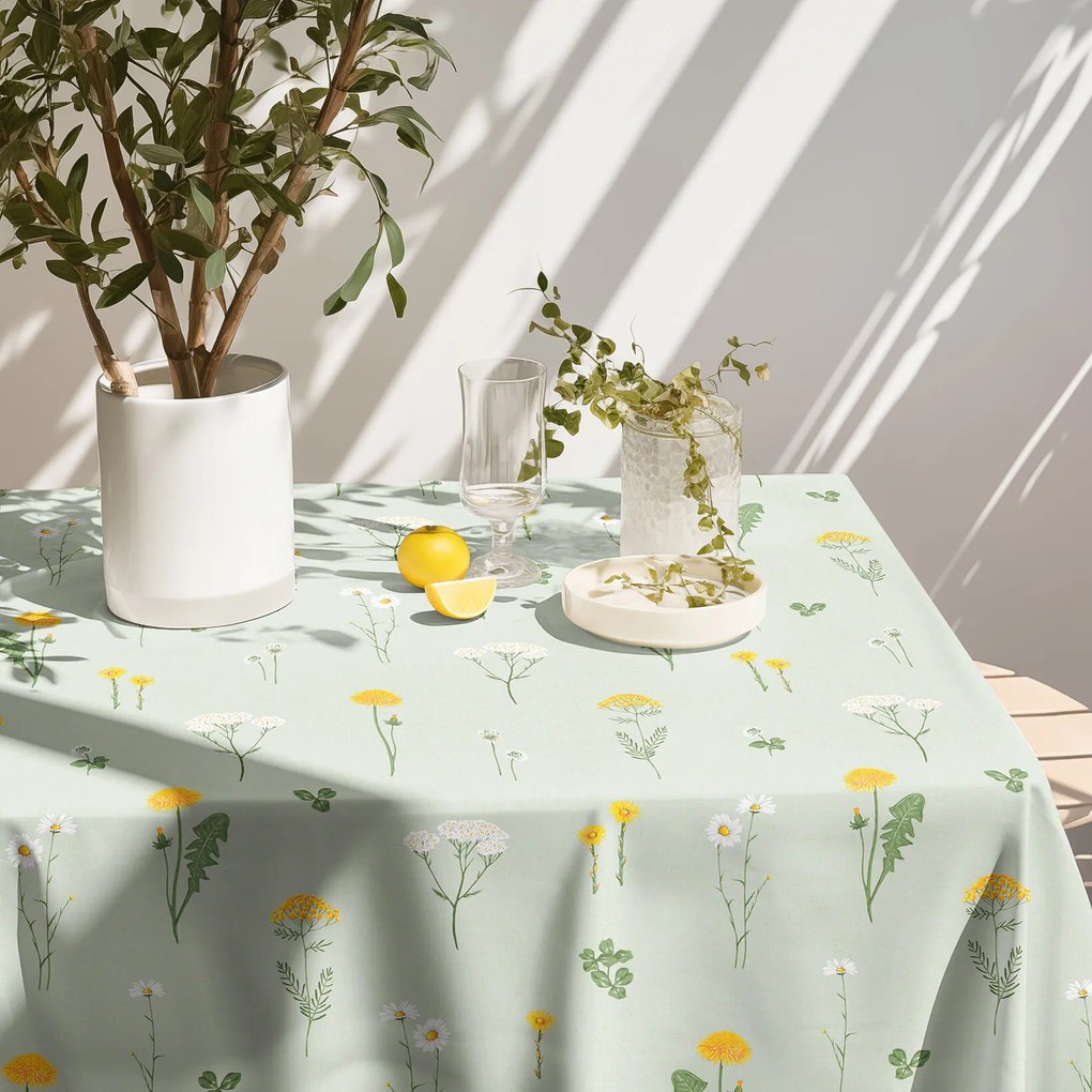 Goldea hranatý obrus 100% bavlnené plátno - zelená lúka 140 x 220 cm