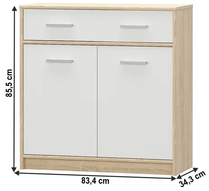 Skriňa TEYO 2D1S, biela