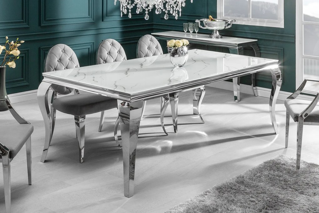 Bighome - Jedálenský stôl BARROCK 200 cm - biela, sivá