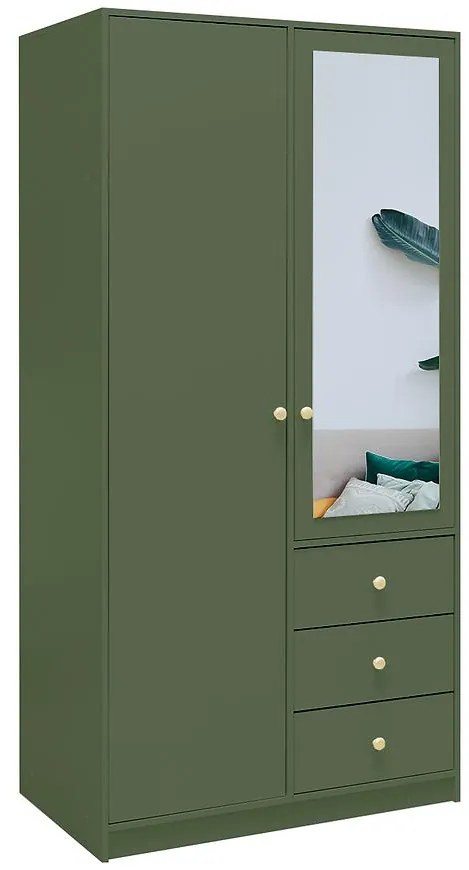 Skriňa Siena 2 D2 fľaškovozelená / zrkadlo