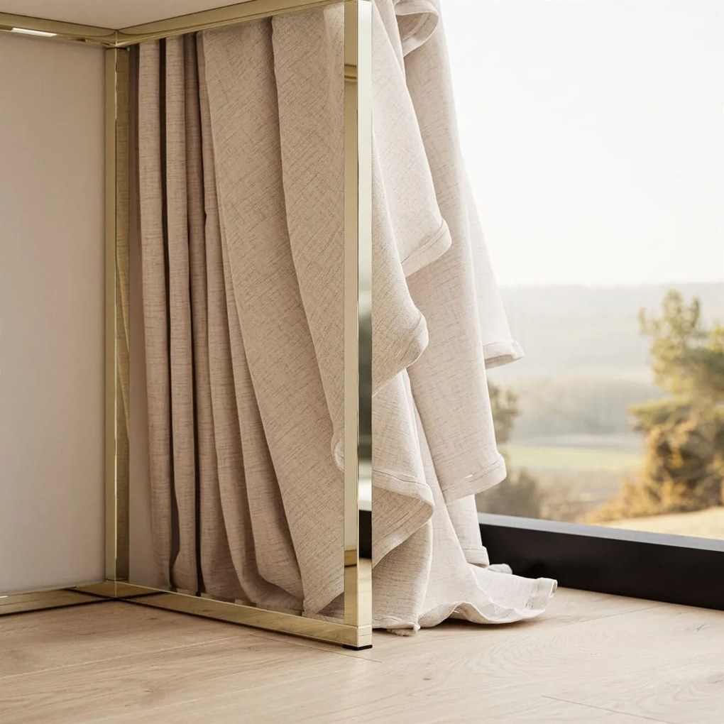 TOALETNÝ STOLÍK EMELINE ČIERNY + ZLATÝ LESK LED ZRKADLO