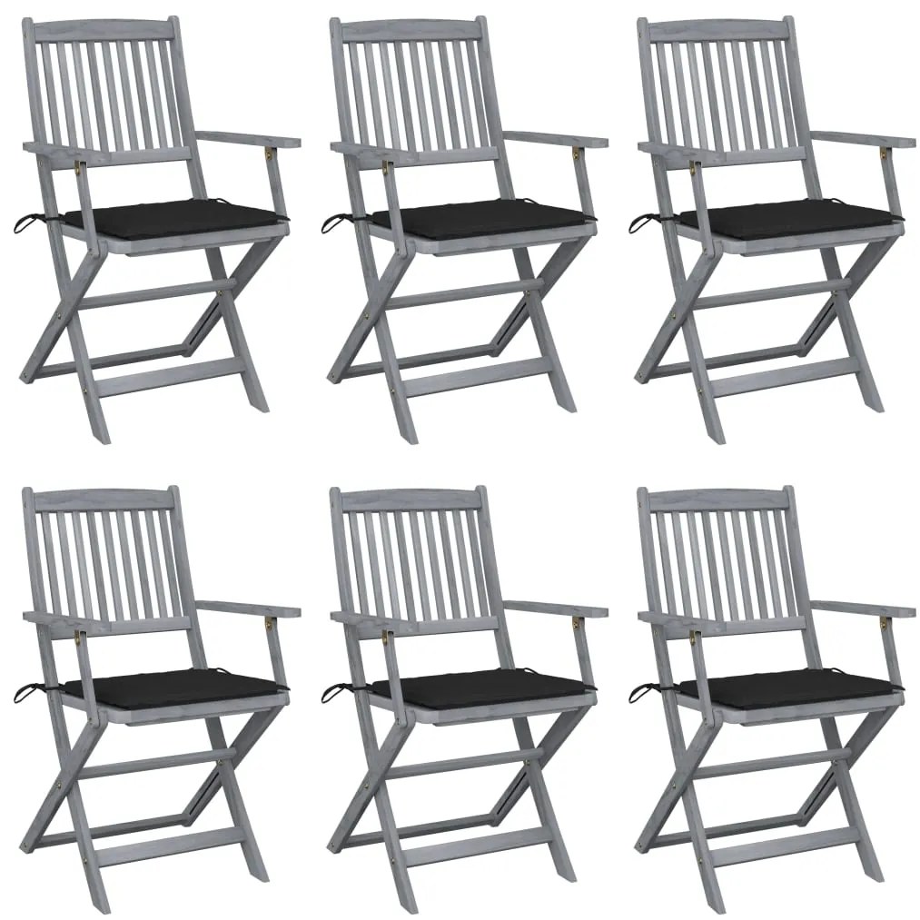 Skladacie vonkajšie stoličky s podložkami 6 ks akáciový masív 3065414