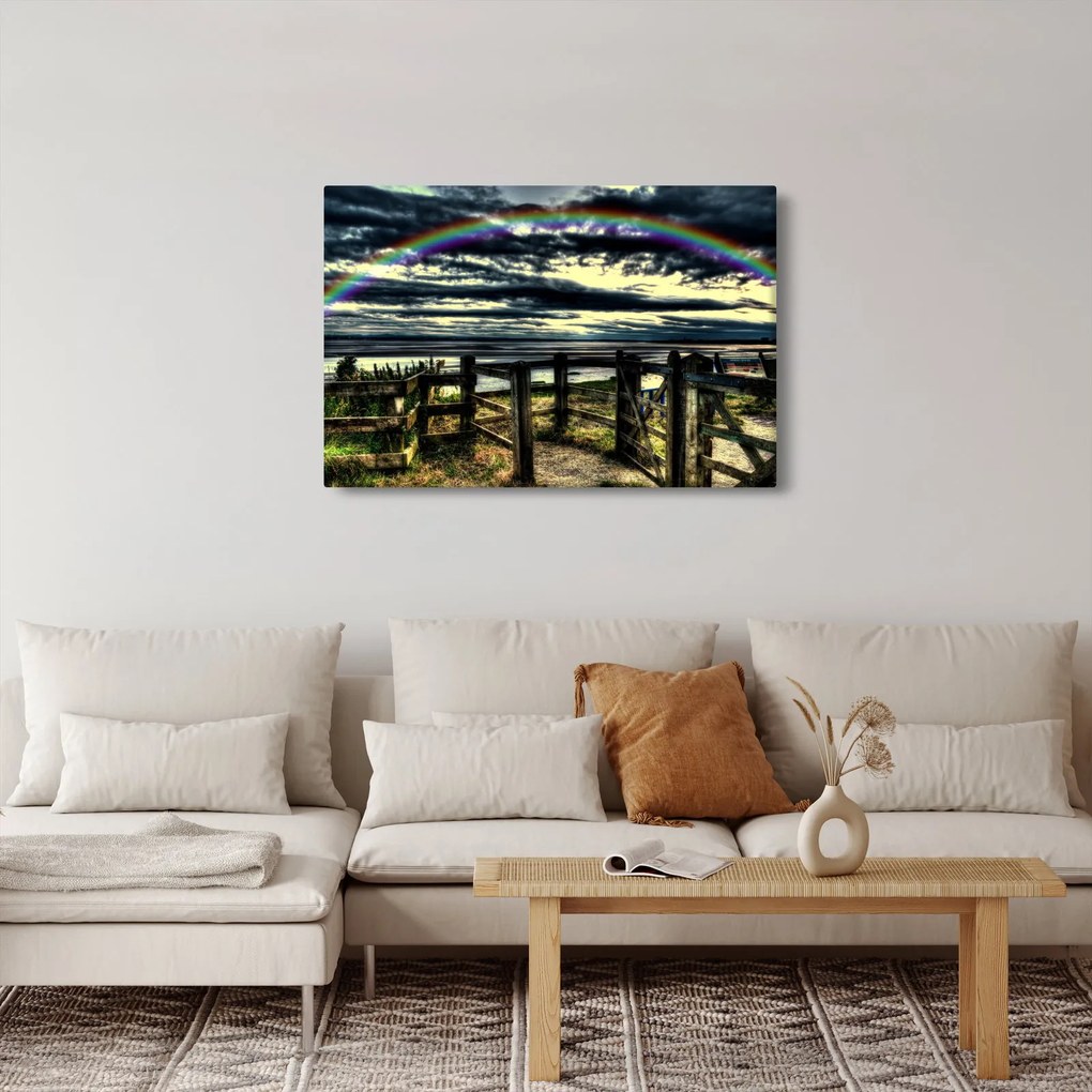 Obraz dúhy nad morom (90x60 cm)