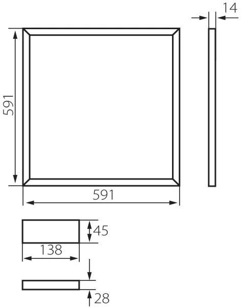 Kanlux 26771 - LED Podhľadový rám AVAR LED/40W/230V 6000K 59x59 cm