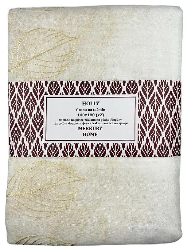 Záclona na páske Holly polyester ecru 140x180 Merkury Home II/22
