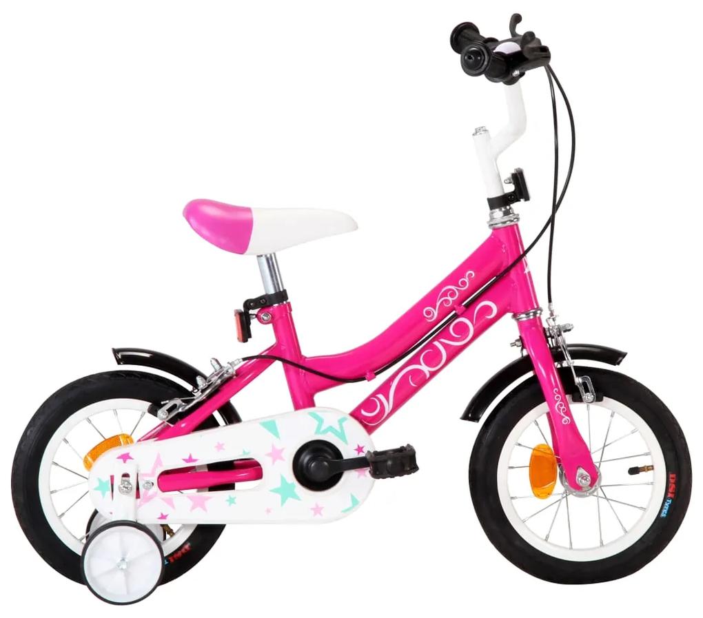 vidaXL Detský bicykel 12 palcový čierny a ružový