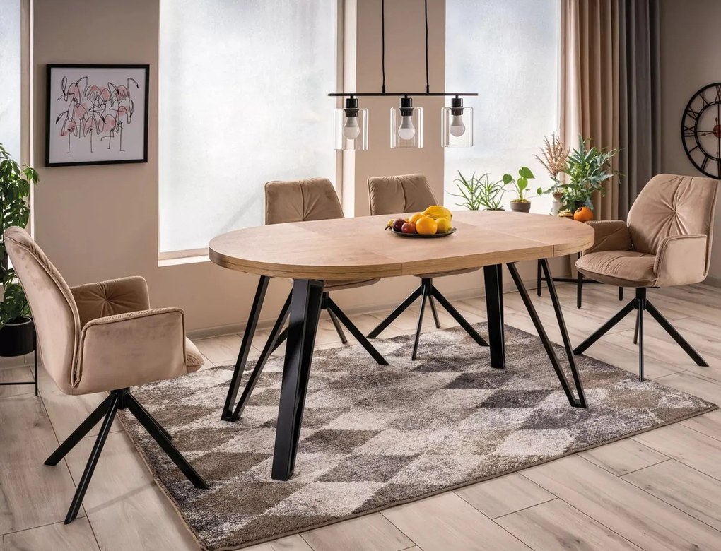 Rozkladací jedálenský stôl Galaxy 100/168 cm dub artisan/čierny