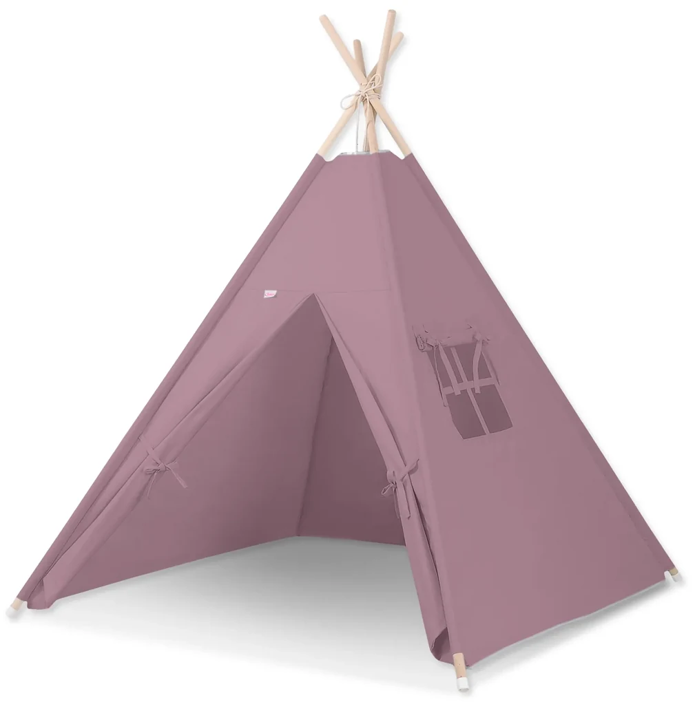 Bobono Stan Teepee pre deti + ozdobné perie - pastelovo fialová