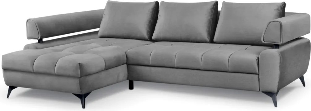 Rohová sedacia súprava Paris, stredne šedá látka, ľavý roh