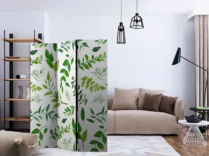 Paraván - Green Twigs [Room Dividers] Veľkosť: 135x172, Verzia: Jednostranný