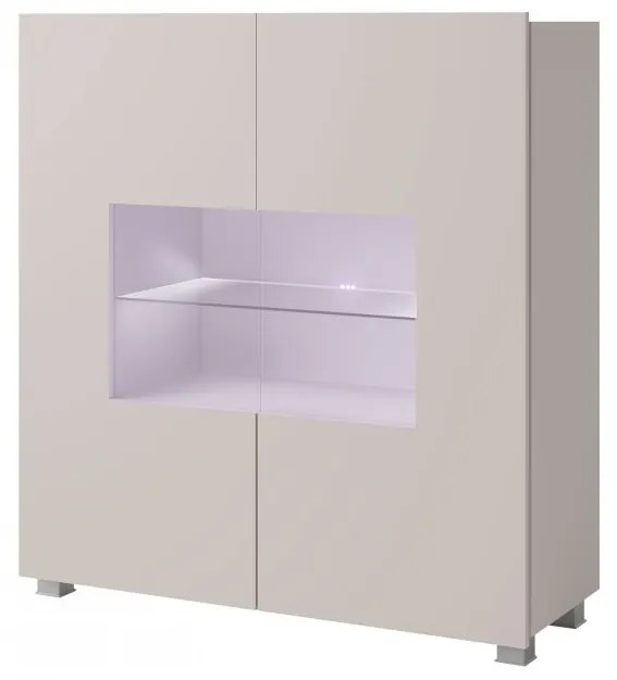 Komoda Bralani BR01, Farby: biela / biely lesk, Osvetlenie: osvetlenie LED biele