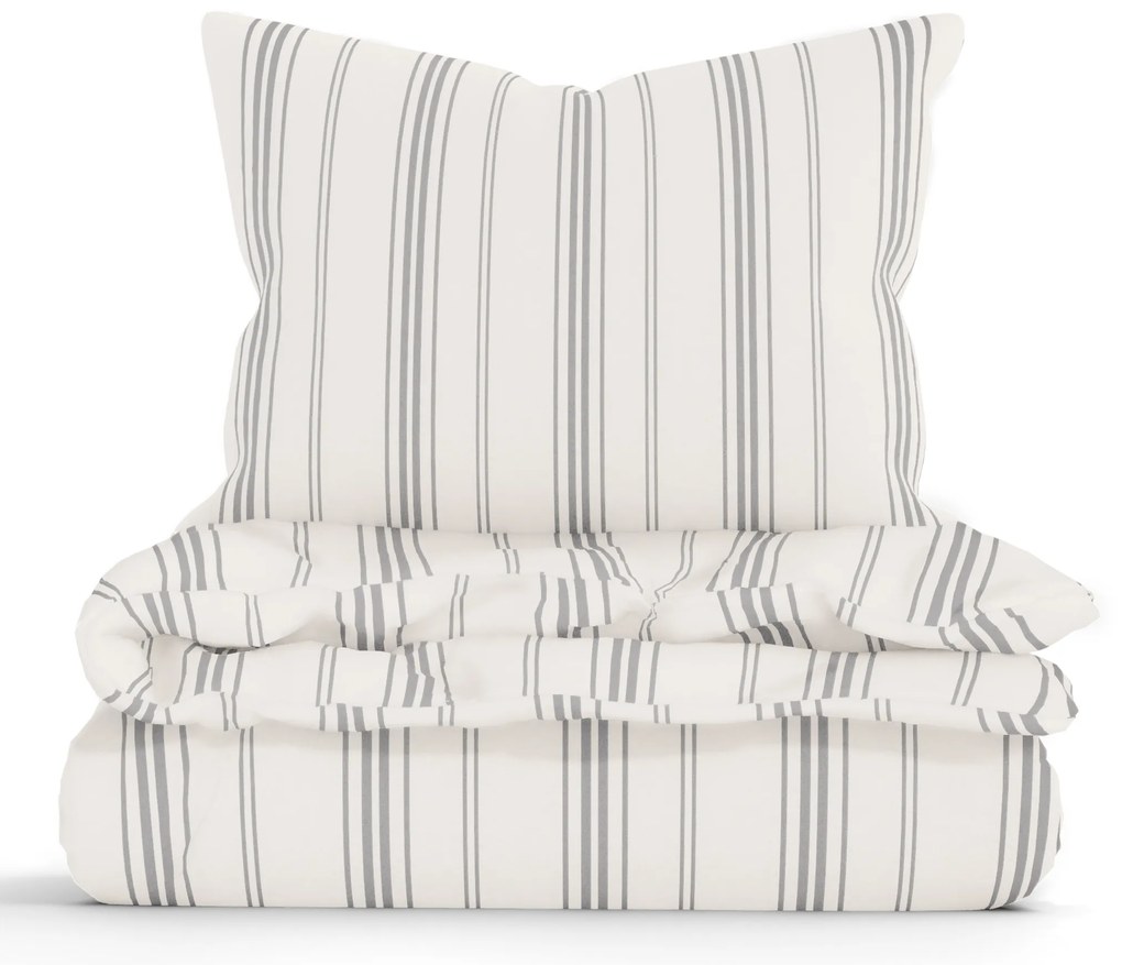 Francúzske bavlnené obliečky Natural - Prúžky šedé