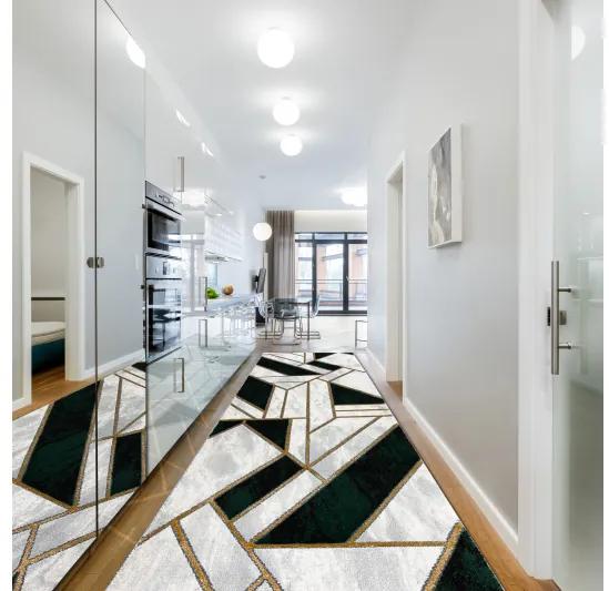 Behúň EMERALD exkluzívne 1015 glamour, štýlový mramor, geometrický zelené / zlato Veľkosť: 100 cm