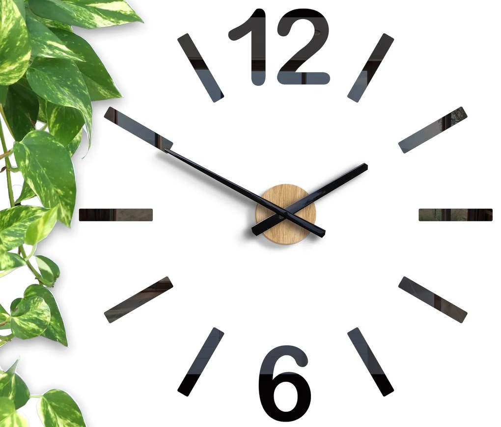 Nástěnné samolepící hodiny Forest 60 cm černé