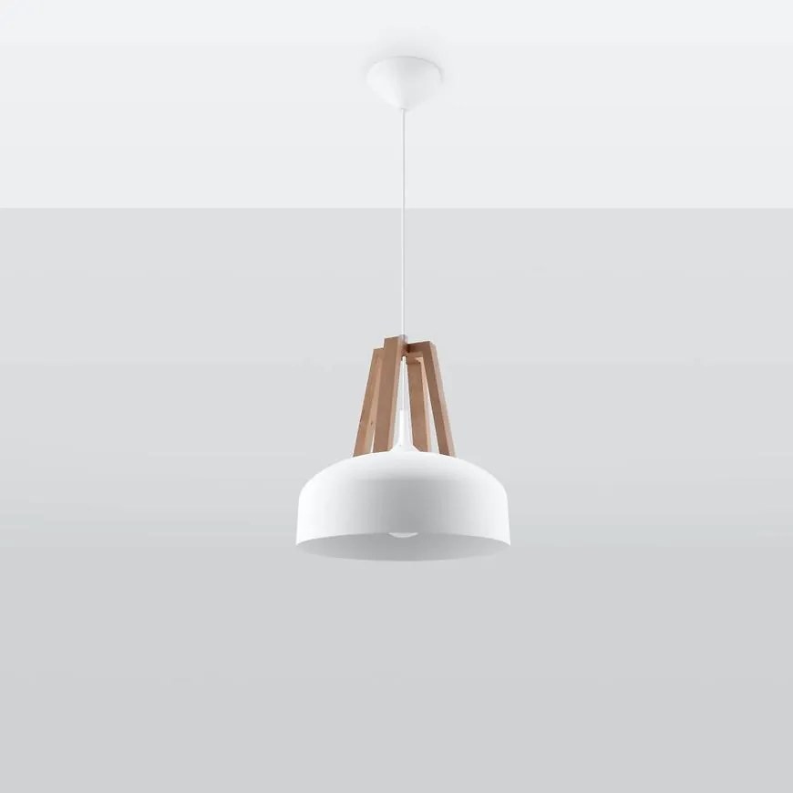 Luster Casco A-0388 biely/prírodné drevo