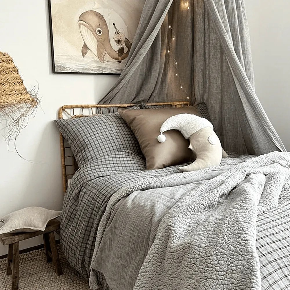 Baldachýn z organickej bavlny sivá melanž 50cm