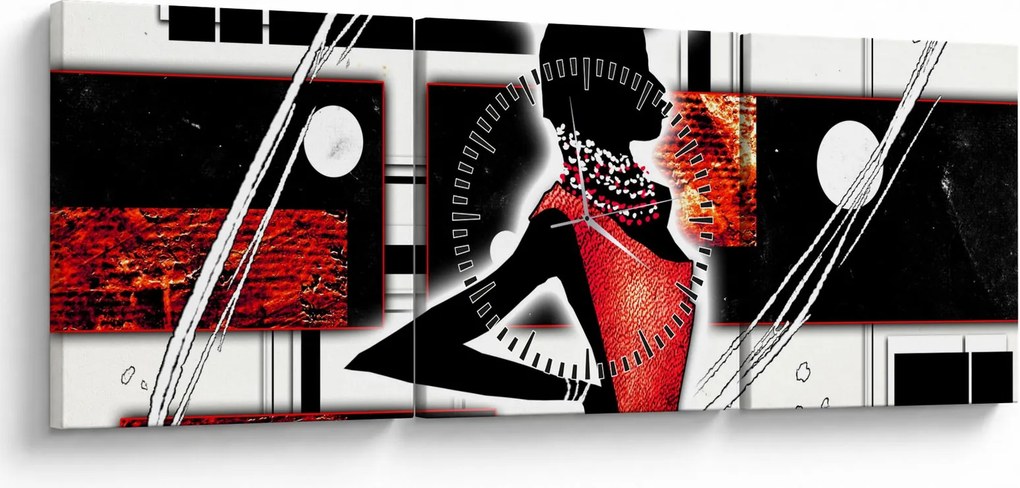 Obraz maľby starovekej dámy (s hodinami) (90x30 cm)