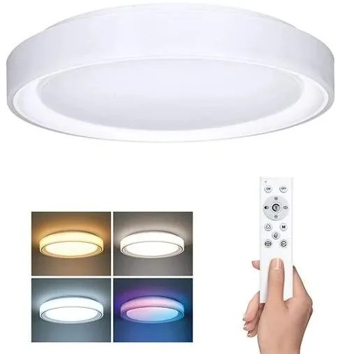 Solight LED osvetlenie s diaľkovým ovládačom Floco, 30W + 6W RGB, 2100lm, 40cm, zmena chromatickosti, stmievateľná