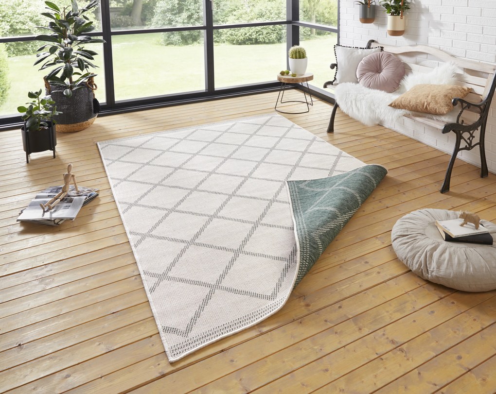 NORTHRUGS - Hanse Home koberce Kusový koberec Twin Supreme 103758 Green / Cream – na von aj na doma - 120x170 cm