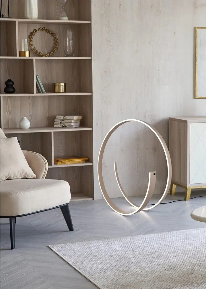 Sivá LED stojacia lampa s hlasovým ovládaním/s ovládaním pomocou mobilnej aplikácie s kovovým tienidlom (výška 75 cm) Cinardi – CINQUE