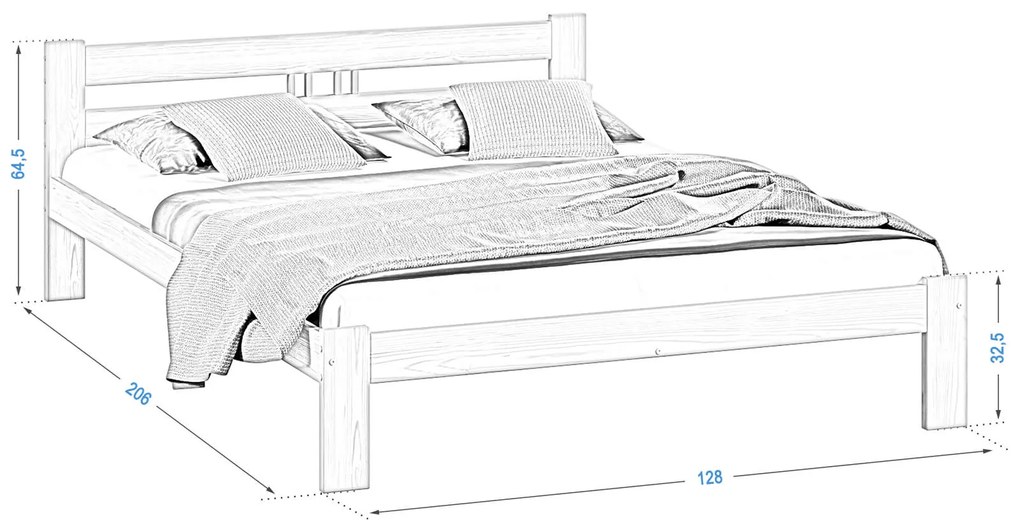 Posteľ borovica ESM1 VitBed 120x200cm masív šedá