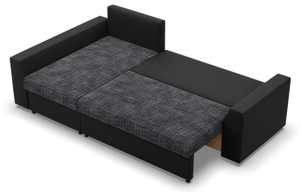 Rohová rozkladacia sedacia súprava PAUL látka v kombinácii s eko-kožou Ľavá Sivá/čierna I