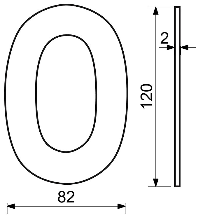 Domová číslica RICHTER RN.120L (meď matná), 9, RICHTER Meď