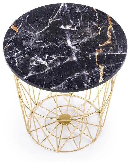 KONFERENČNÝ STOLÍK MANUEL ČIERNY MRAMOR / ZLATÝ