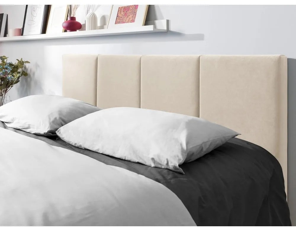 Béžová zamatová dvojlôžková posteľ Mazzini Beds Juniper, 160 x 200 cm