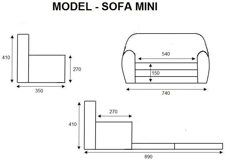 Detská rozkladacia MINI pohovka HVIEZDIČKY 3 - šedá