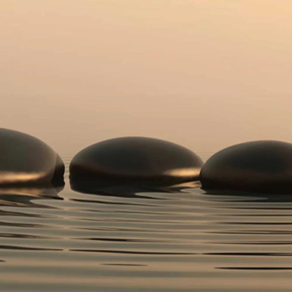 Ozdobný paraván Zenové kameny Voda - 110x170 cm, trojdielny, klasický paraván