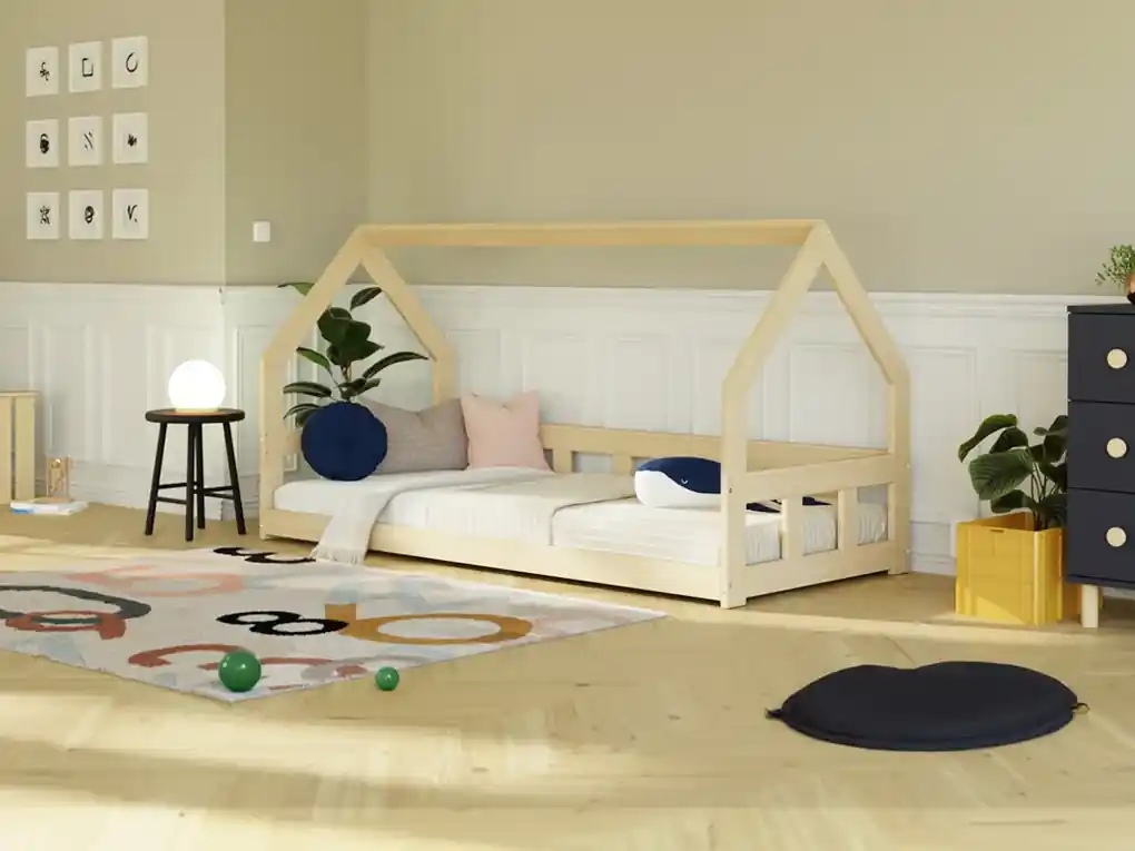 Nízka domčeková posteľ pre deti FENCE 6v1 so zábranou | BIANO