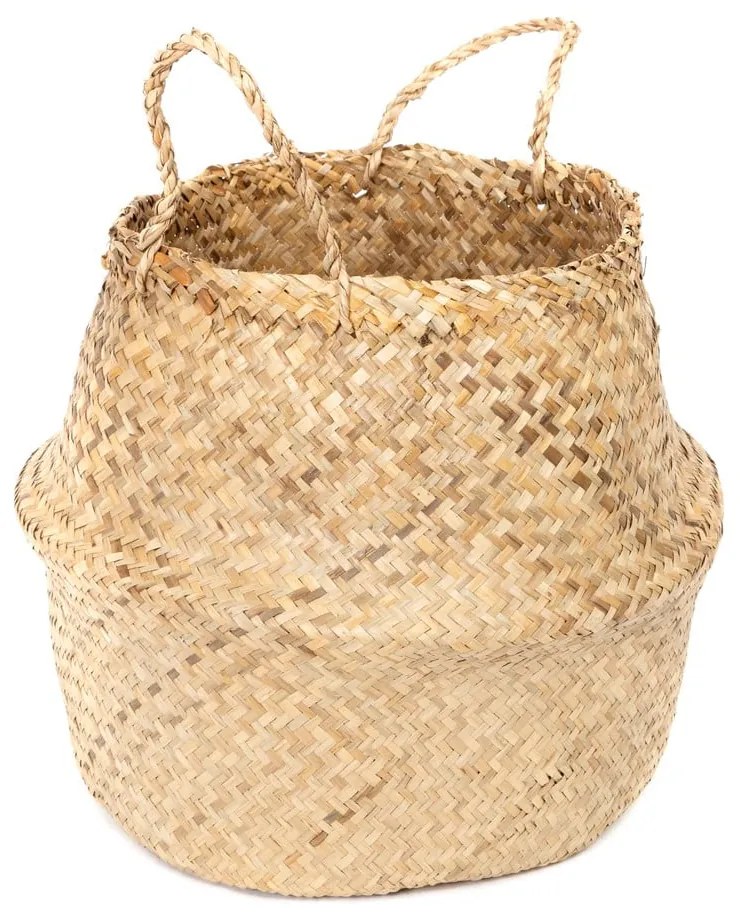 Svetlý úložný košík z morskej trávy Compactor, ⌀ 36 cm