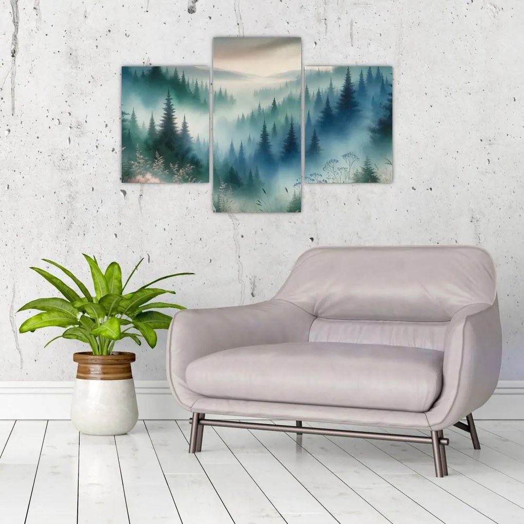 Obraz - Lesná krajina s hmlou (90x60 cm)