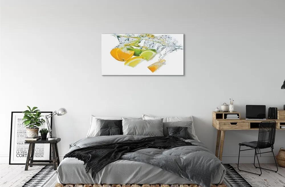 Obraz na skle voda citrus 125x50 cm